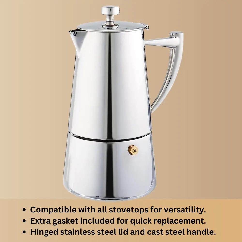 Cuisinox Roma 10-Cup Stainless Steel Stovetop Moka