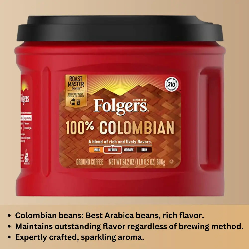 3. Folgers 100 Colombian Medium Roast Coffee